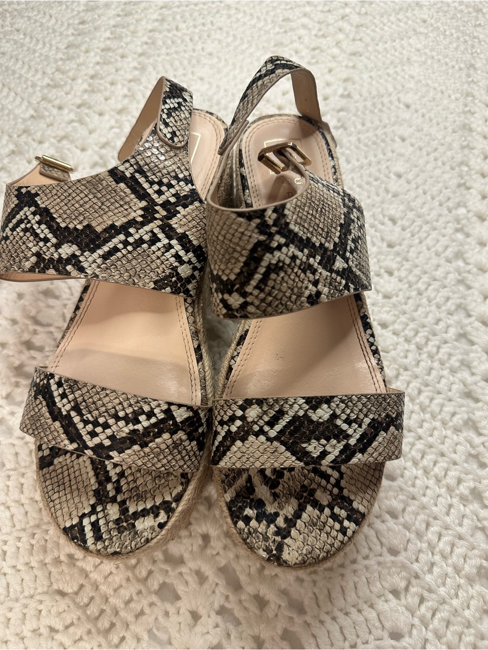 Shu Shop Isadora Snake Print Espadrille Wedge Sandals Size 8.5 Coastal Preppy